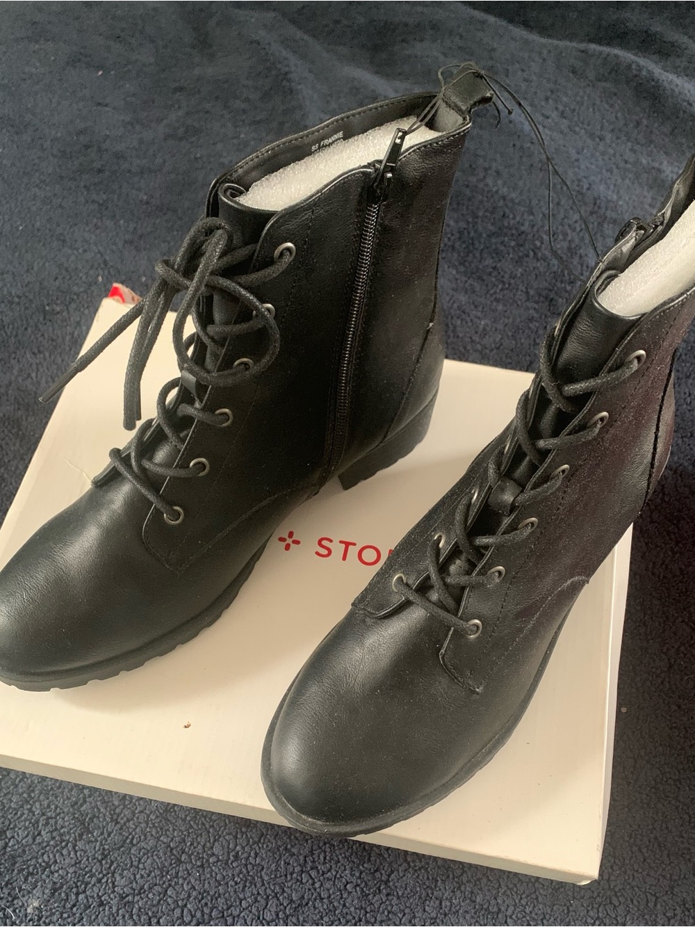 Women's Black Lace-Up Side-Zip Ankle Boots